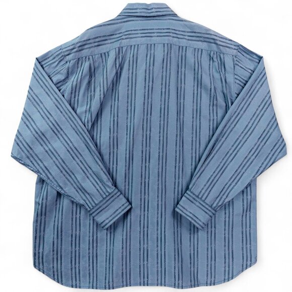 Tommy Bahama Shirt Mens XXL Blue Striped Palm Bamboo Jacquard Long Sleeve Casual - Picture 2 of 10